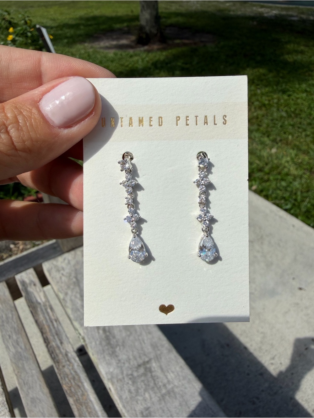 UNTAMED PETALS BY AMANDA JUDGE Silver Teardrop CZ Dangle Earrings
